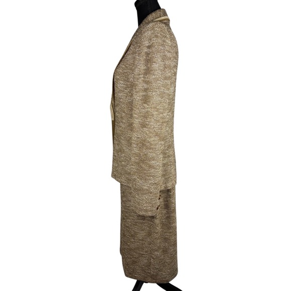 St. John‎ Collection Knit Skirt Suit Tan/Brown - Blazer size 6/Skirt size 8 - Picture 2 of 10